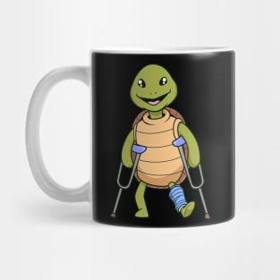 On crutches - cartoon turtle Mug